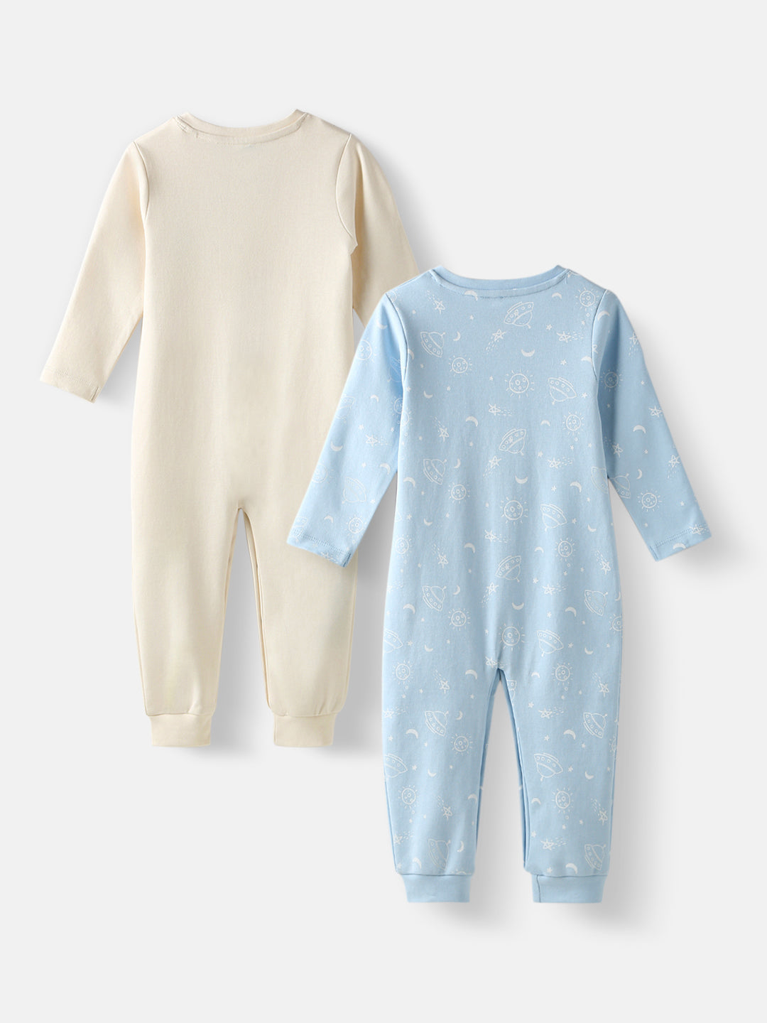 Nautinati Baby Girls' CottonAll-over Galaxy Printed Jumpsuit with Snap Buttons