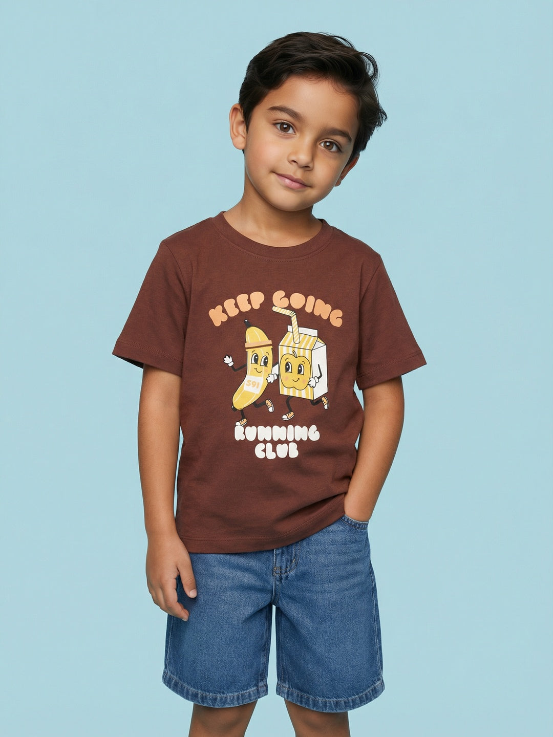 Nautinati Boys' 100% Cotton Pack of 2 All-over & Chest Fruit Print Crew Neck T-shirts