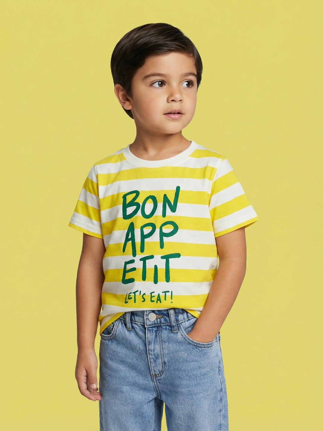 Nautinati Boys' 100% Cotton Pack of 2 Striped &  Graphic Crew Neck T-shirts