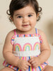 Nautinati Girls' Multicolour Striped & Embroidered Jumpsuit