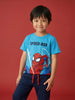 Nautinati Boys' 100% Cotton Night Suit with Marvel Spiderman Hem Print T-shirt & Solid Joggers