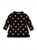 Nautinati Black and Pink Heart Print Sweater Dress for Girls
