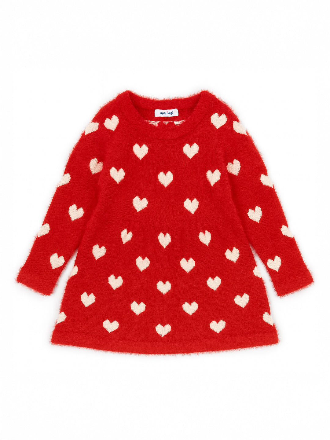Nautinati Red Heart Print Sweater Dress