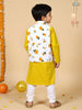 Nautinati Boys' Cotton Festive Kurta Pyjama With Jacket Set | Block Print Jacket | Age 2-10 Years