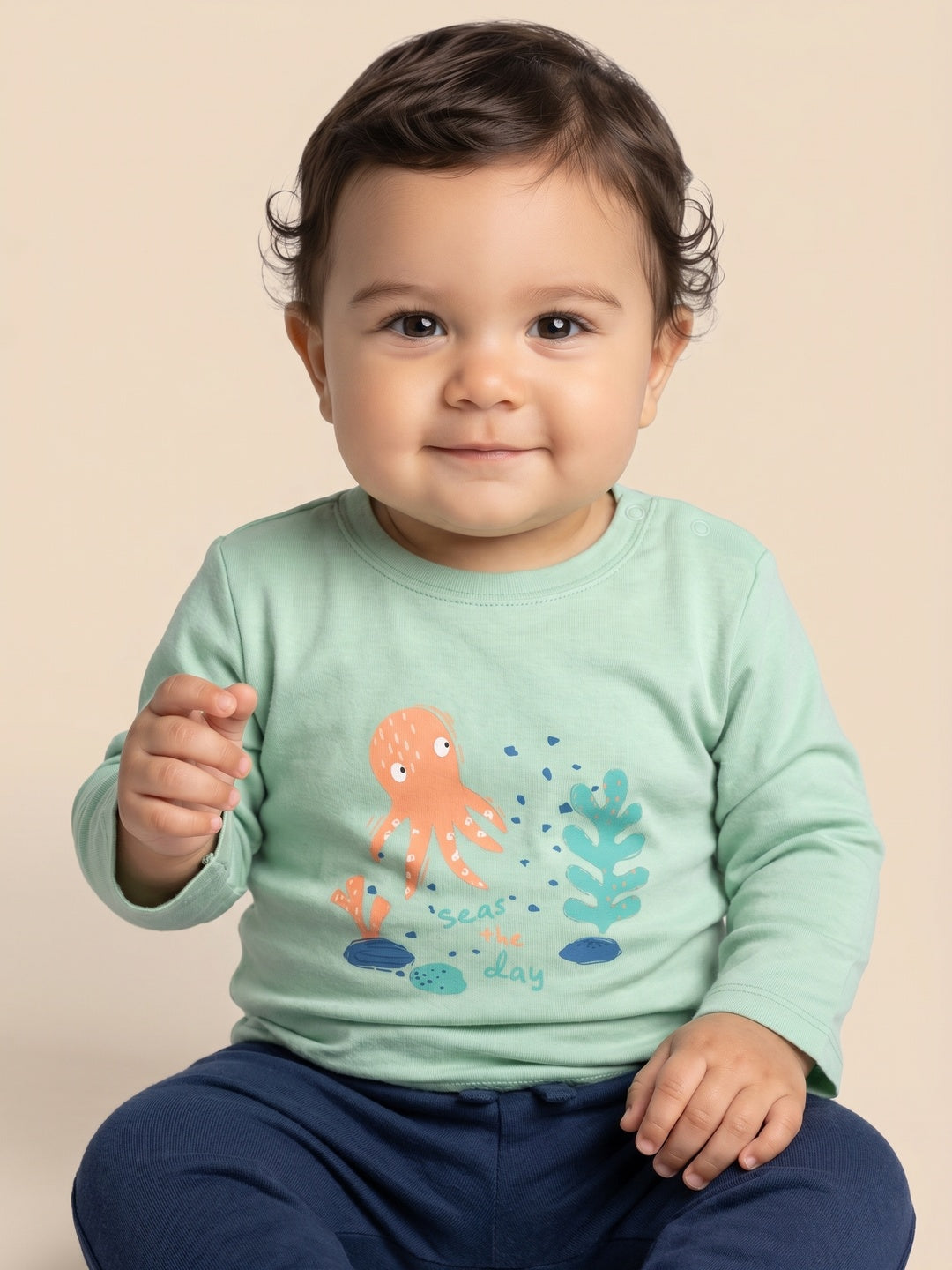 Nautinati Boys' Cotton Sea Animal Printed T-shirt and Joggers Co-ord Set