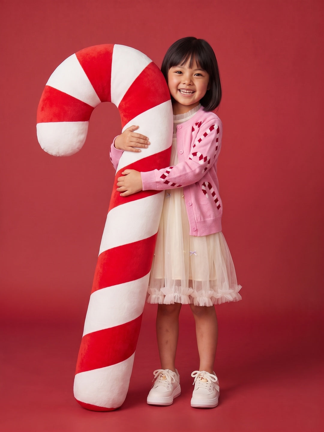 Nautinati Girls Relaxed Fit Christmas Candy Cane Knit Sweater