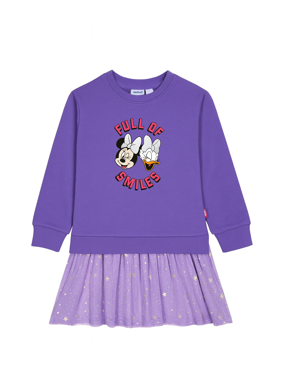 Nautinati Purple Minnie Mouse and Daisy Print Sweatshirt Dress for Girls