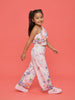 Nautinati Girls Printed Off-shoulder Lilac Crop Top with Wide Legged Pants Co-ord Set