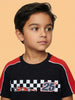 Nautinati Boys' Race Car Printed Regular Fit Round Neck T-shirt and Shorts Co-ord Set