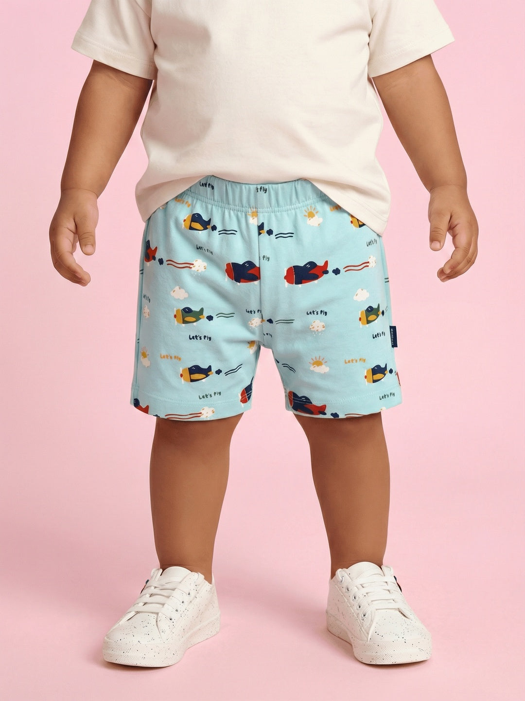 Nautinati Baby Boys' 100% Interlock Cotton Pack of 2 All-over & Placement Print Shorts