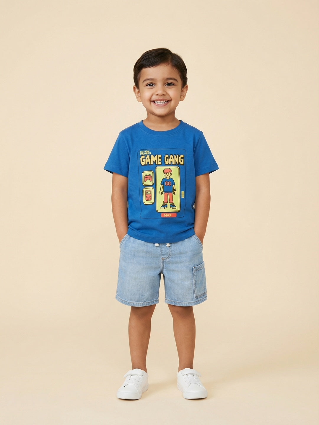 Nautinati Boys' 100% Cotton Pack of 2 Gaming Print Crew Neck T-shirts