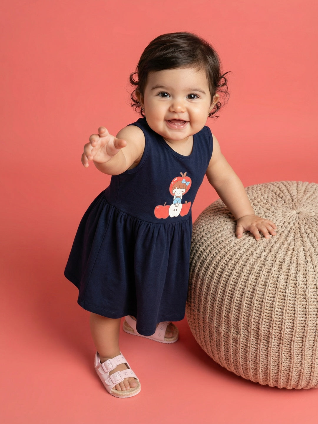 Nautinati Baby Girls' 100% Cotton Pack of 2 Quirky Rabbit All-over Print Dresses