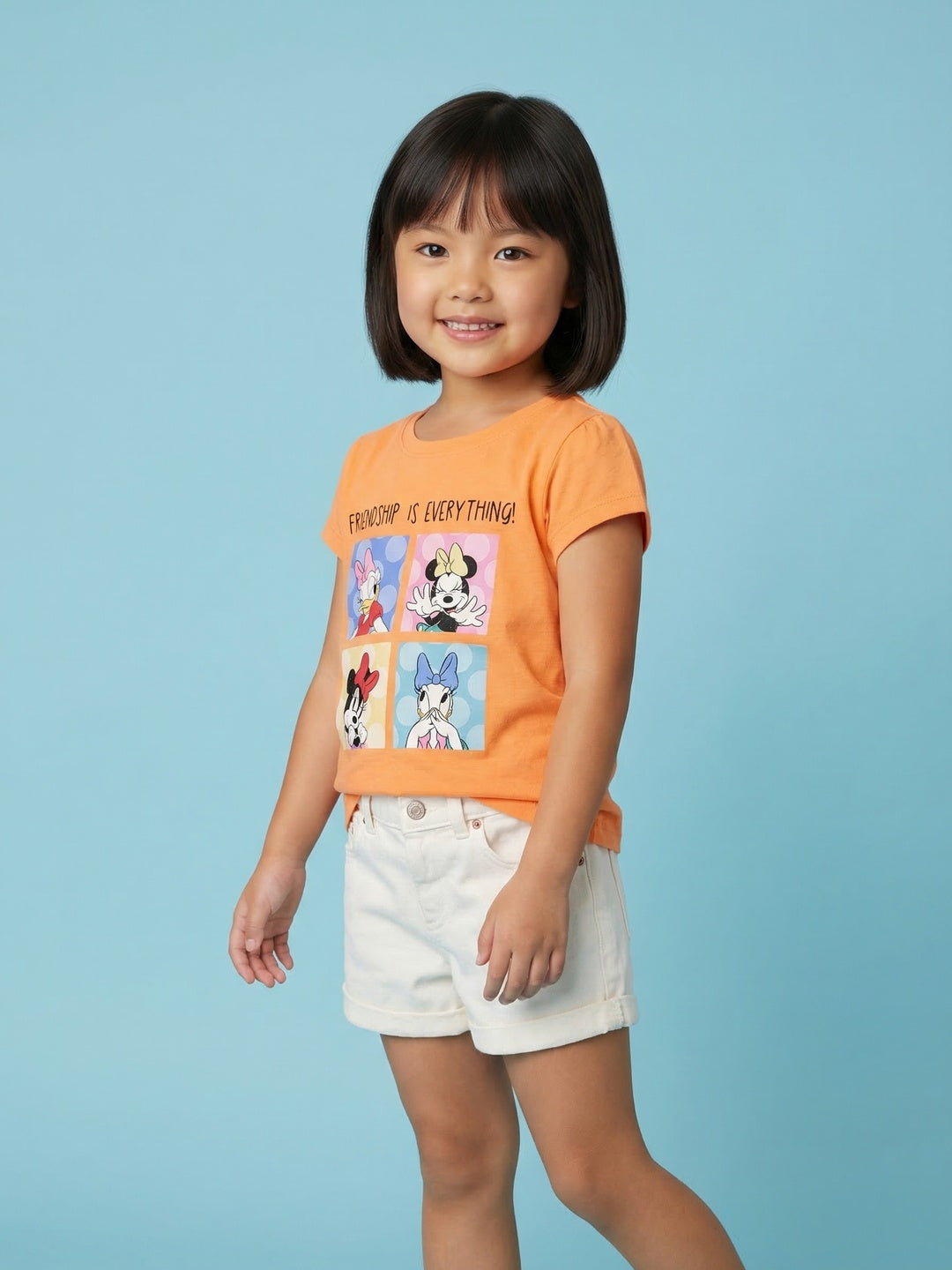 Nautinati Girls' 100% Cotton Crew Neck Disney Minnie Mouse & Friends Printed T-shirt