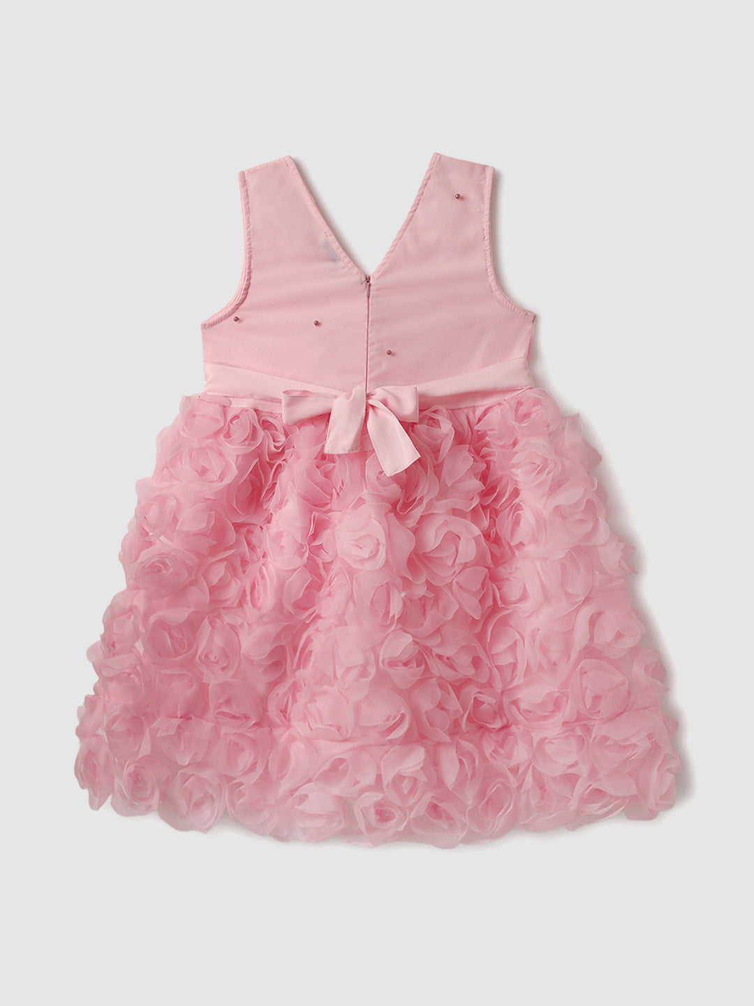 Nautinati Girls' Party Frock With Roses and Pearl Embellishment