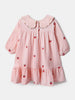 Nautinati Baby Pink Strawberry Embroidered Dress for Infant Girls