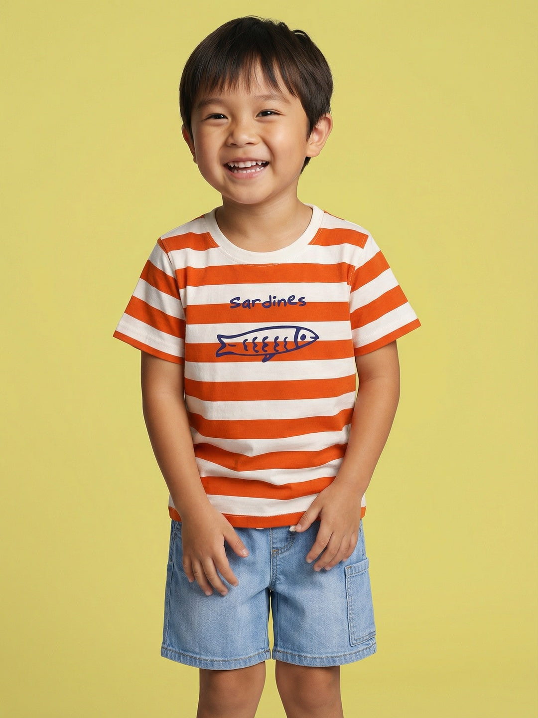 Nautinati Boys' 100% Cotton Pack of 2 Striped & Graphic Crew Neck T-shirts