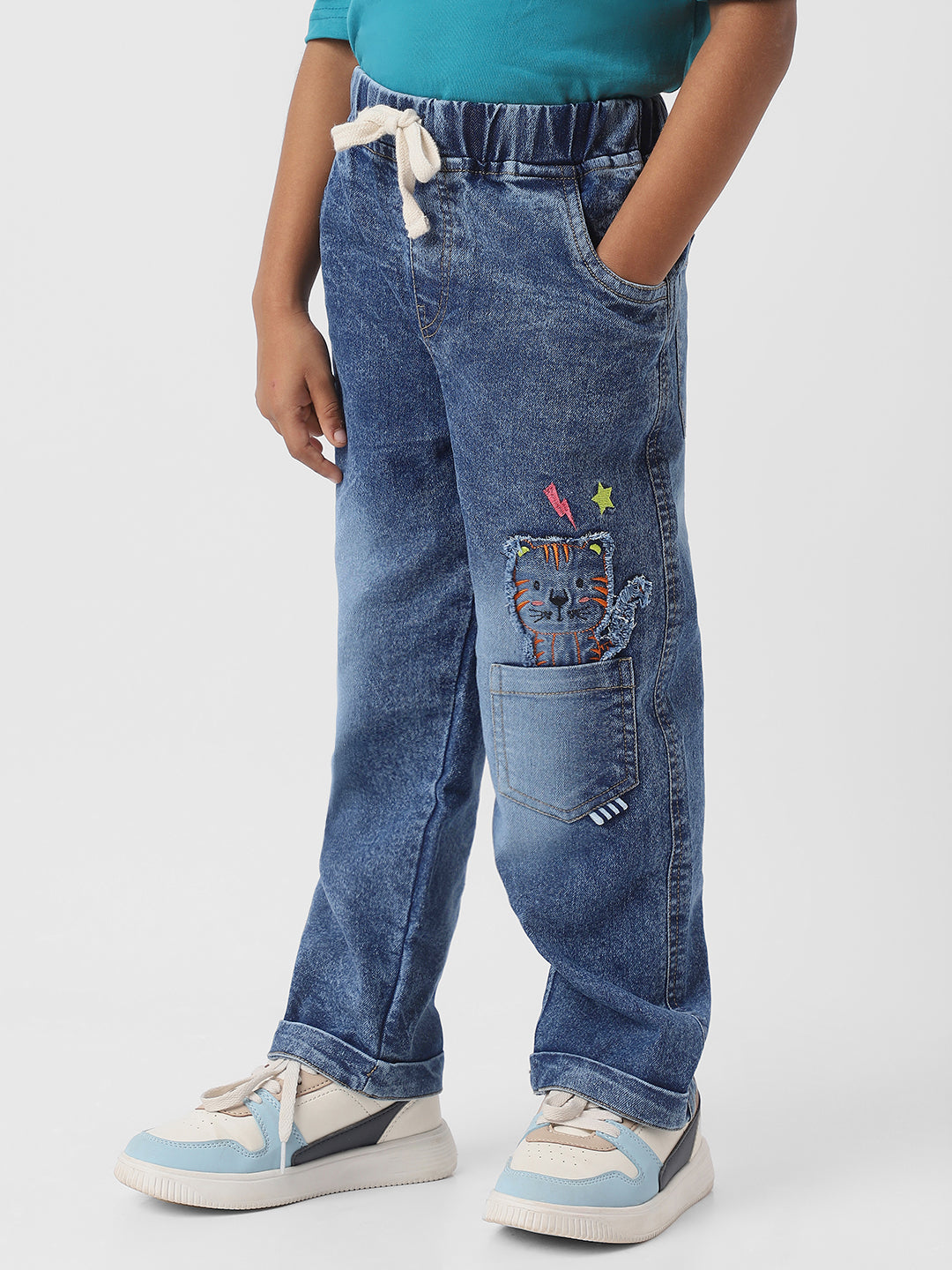 Nautinati Boys Patch Pocket with Cat Denim Jeans