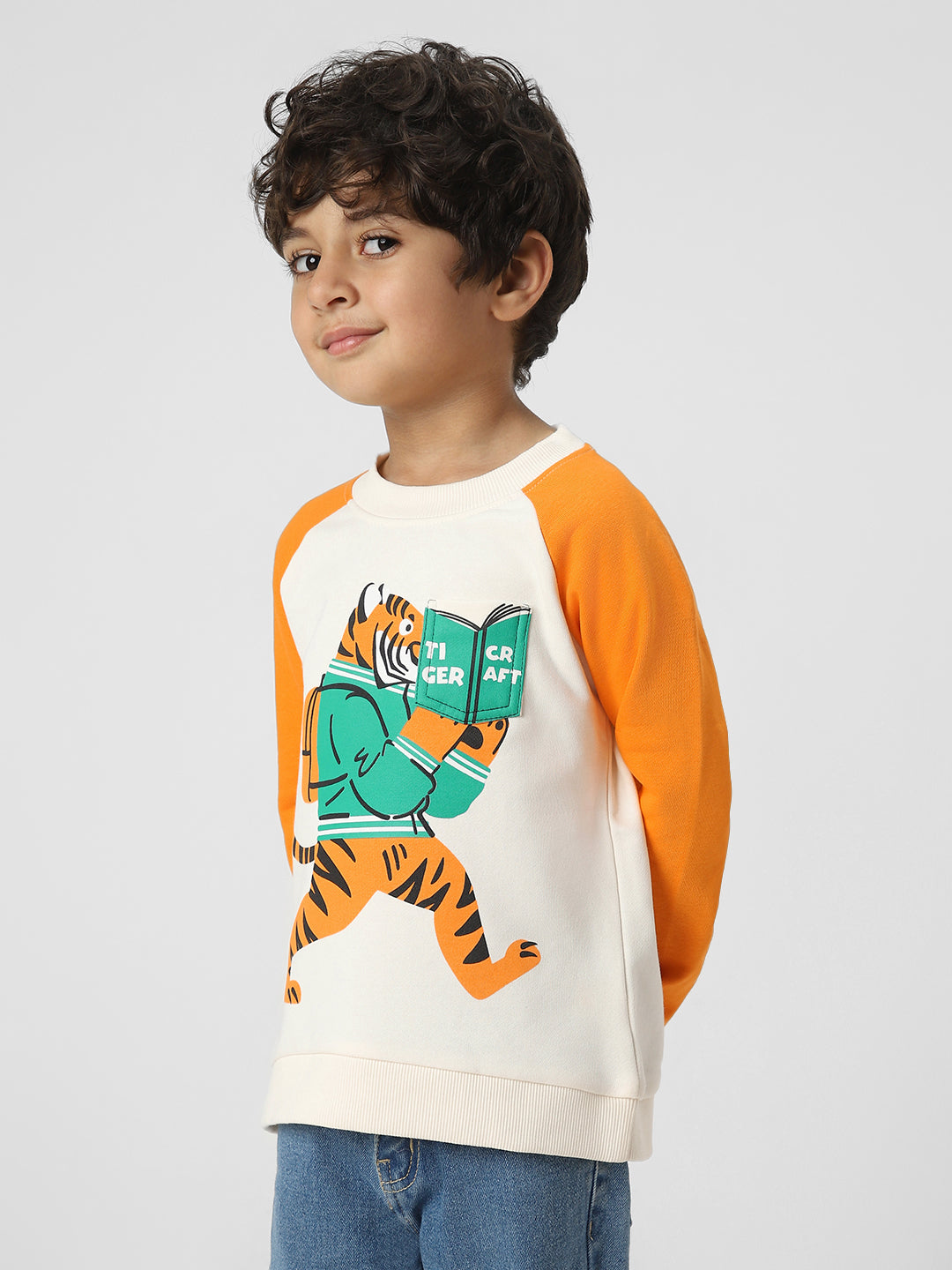 Boys Animal Graphic Printed Sweatshirt With Pocket Detail