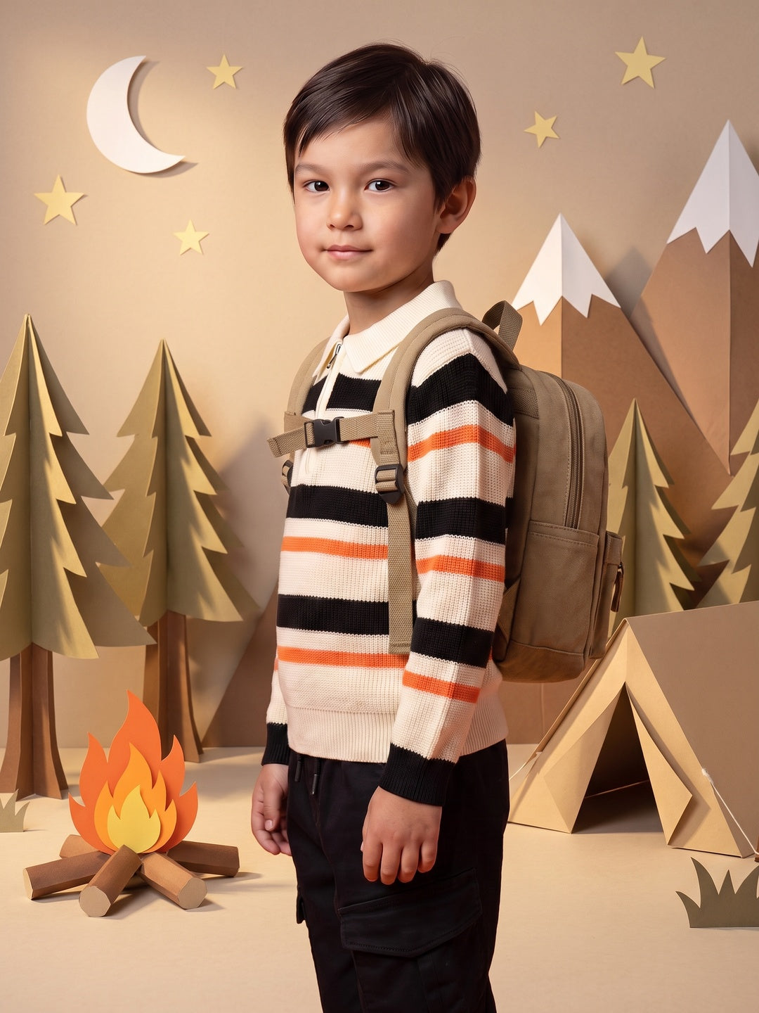 Nautinati Boys Relaxed Fit Striped Collar Sweater, Age  2-10 Years