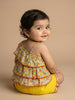 Nautinati Baby Girls 100% Cotton Floral Printed Off-Shoulder Ruffle Top and Yellow Shorts Clothing Set
