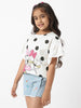 Nautinati Disney Girls Cotton Minnie Mouse & Daisy Polka Printed Flare Sleeves Top