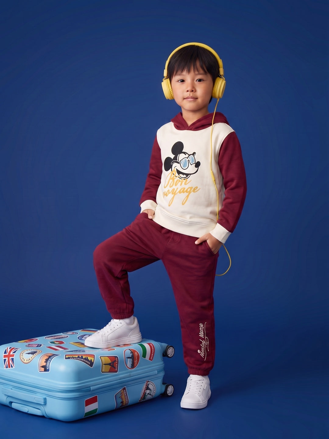 Nautinati Boys Disney Mickey Mouse Puff Printed Oversized Hoodie and Jogger Set