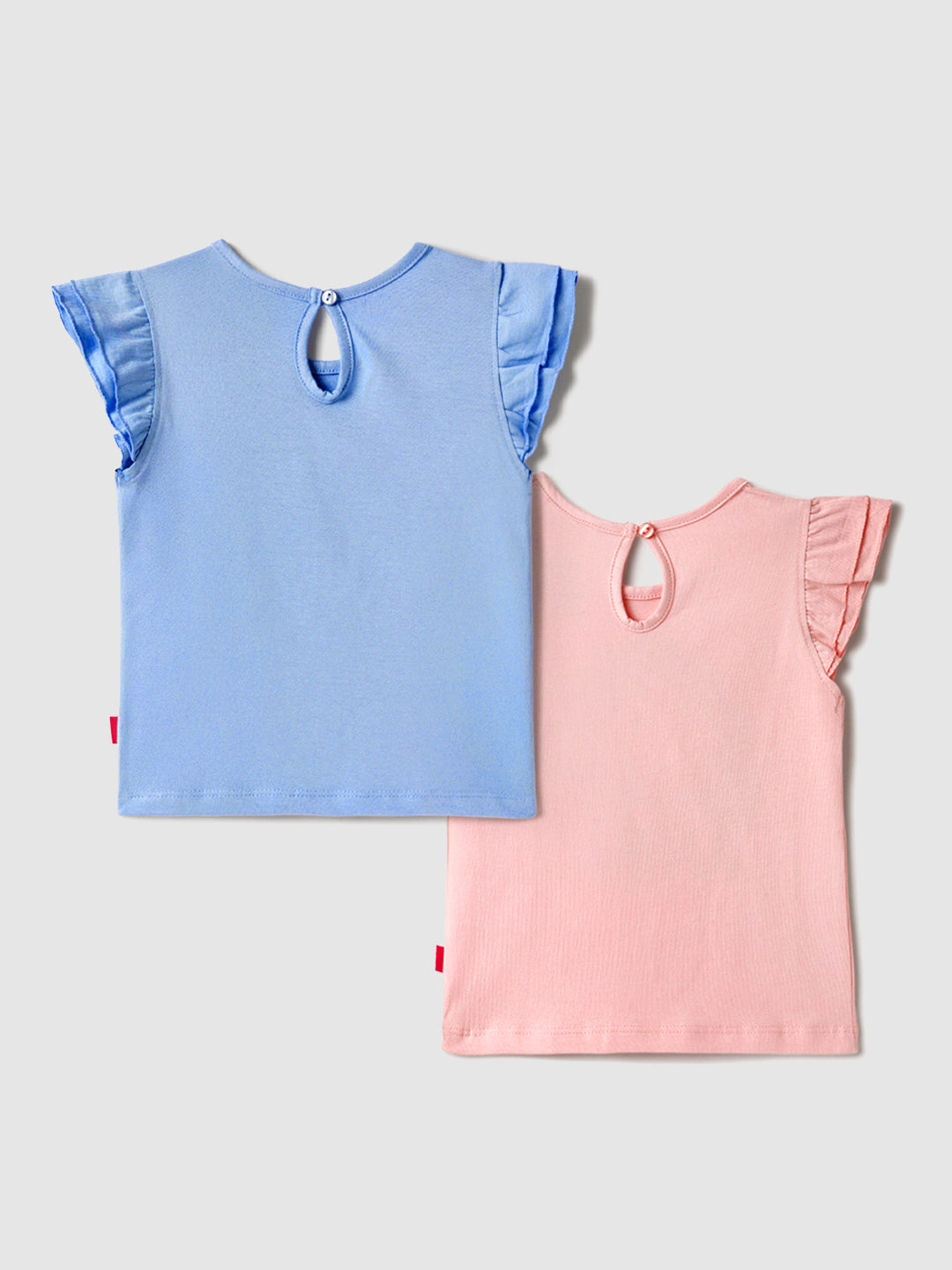 Nautinati Pink & Blue Frozen Print T-shirts for Girls