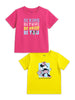 Nautinati Pack of 2 Pink and Yellow Minnie Mouse Print T-shirts for Girls