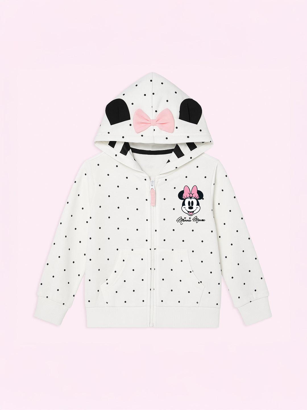 Nautinati White Minnie Mouse and Daisy Heart Print Hooded Sweatshirt for Girls