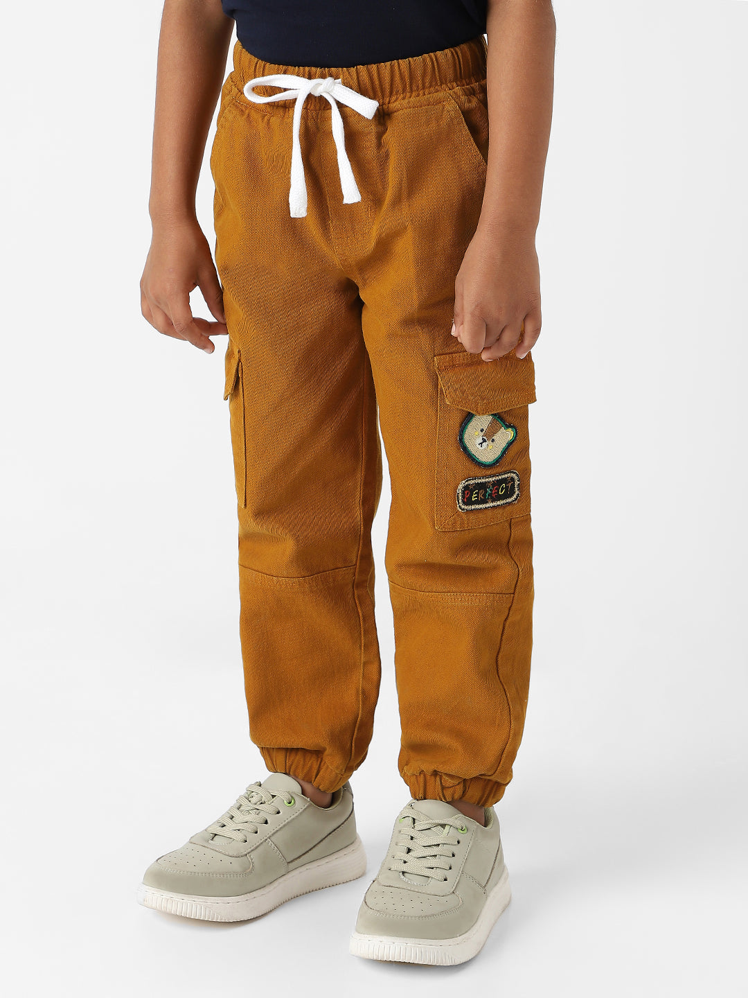 Nautinati Boys' Bear Patch Denim Cargo Style Joggers