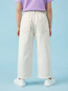 Nautinati  Girls' 100% Cotton White Overdyed Wide-leg Essentials Jeans