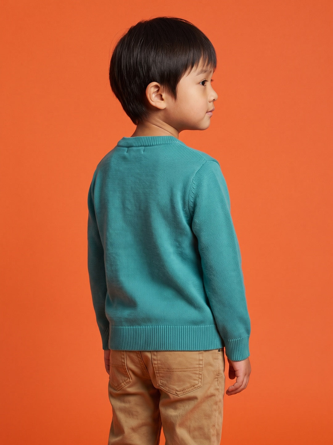 Nautinati Boys Polar Bear Blue Relaxed Fit Round Neck Sweater