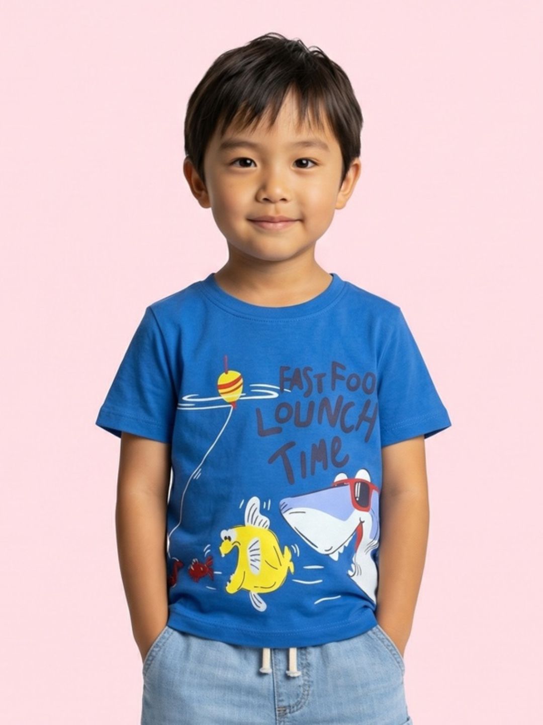 Nautinati Boys' Cotton Sea Animal and Bear Printed Pack of 2 T-shirts