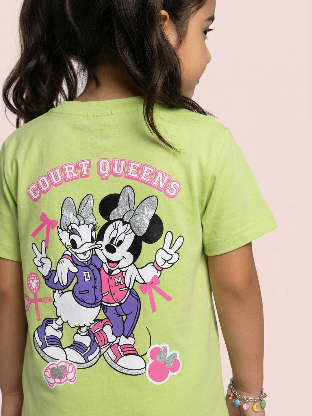 Nautinati Girls' 100% Cotton Disney Minnie & Daisy Front & Back Print Oversized T-shirt