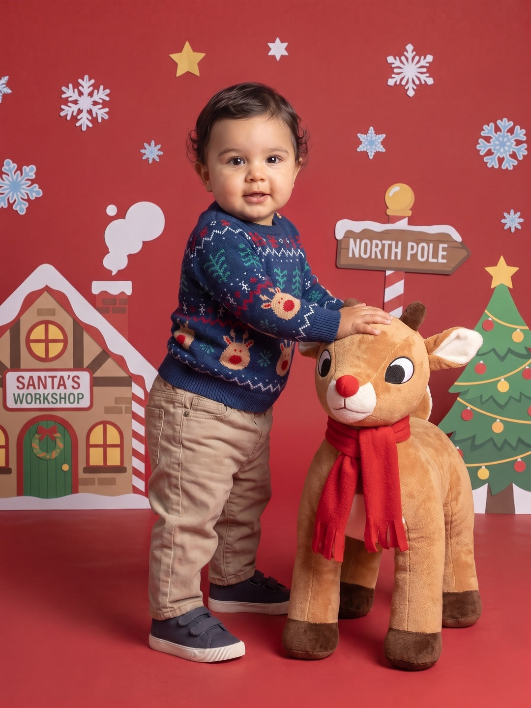 Nautinati Baby Boys Relaxed Fit Fairisle Christmas Jacquard Knit Sweater