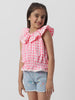 Nautinati Girls Cotton Peterpan Collar Sleeveless Gingham Checks Top