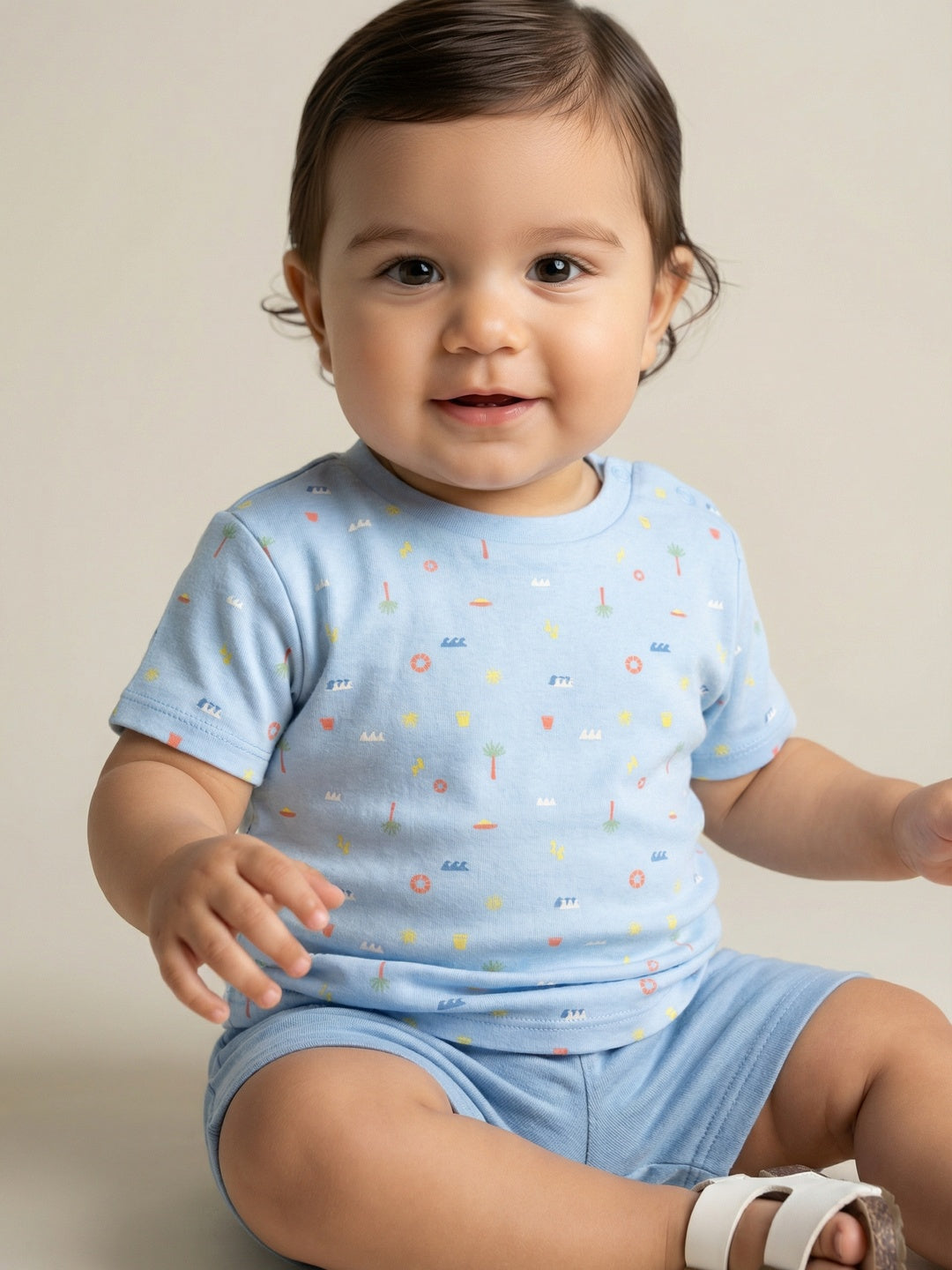 Nautinati Baby Boys' Cotton Pack of 2 Ocean Printed T-shirts