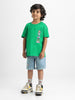 Nautinati Boys' Cotton Marvel Printed T-shirt and Denim Shorts Set for Boys