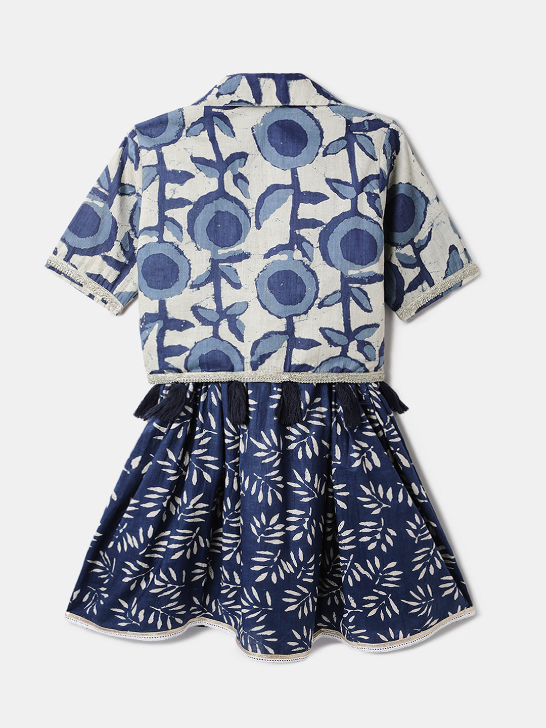 Nautinati Girls' Cotton Festive Printed Dress with Jacket | Age 2 - 10 Years