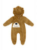 Nautinati Brown Bear Applique Hooded Fur Sleepsuit for Infant Boys