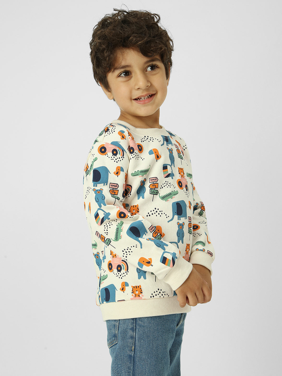 Boys Playful Conversational Printed Sweatshirt