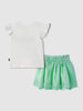 Nautinati Oraganza Green Bow Skirt With White Top Set for Girls