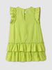 Nautinati Woven Lime Green Tiered Dress for Girls
