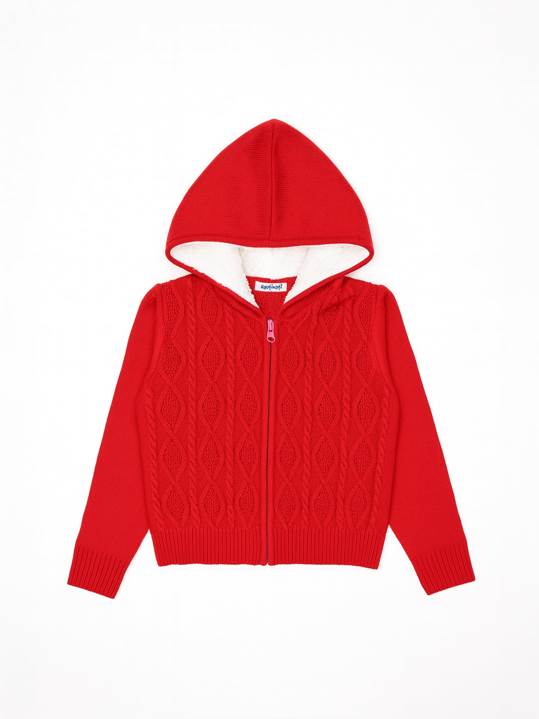Nautinati Red Solid Knit Sweater for Boys