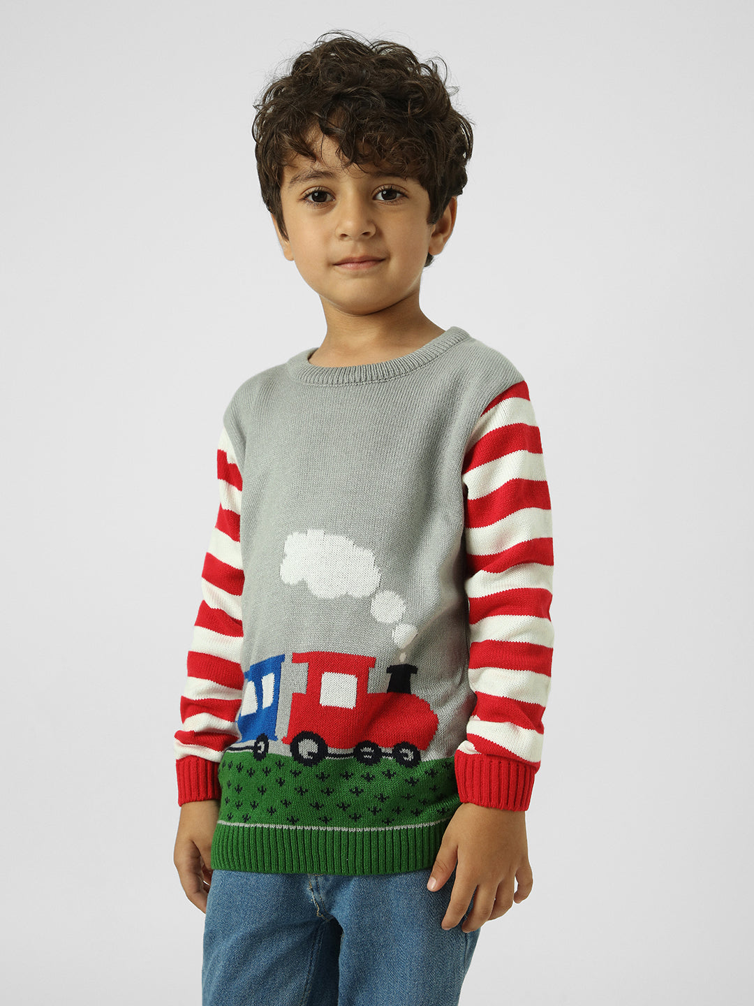 Boys Train-Themed Acrylic Pullover Sweatshirt