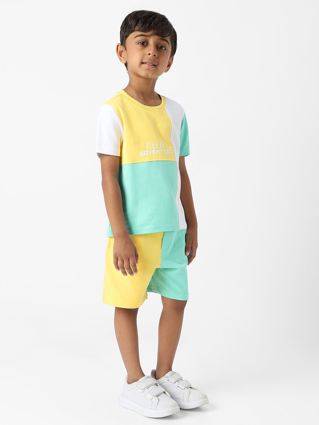 Nautinati Boys' Colourblock Combo Set of T-shirt and Shorts