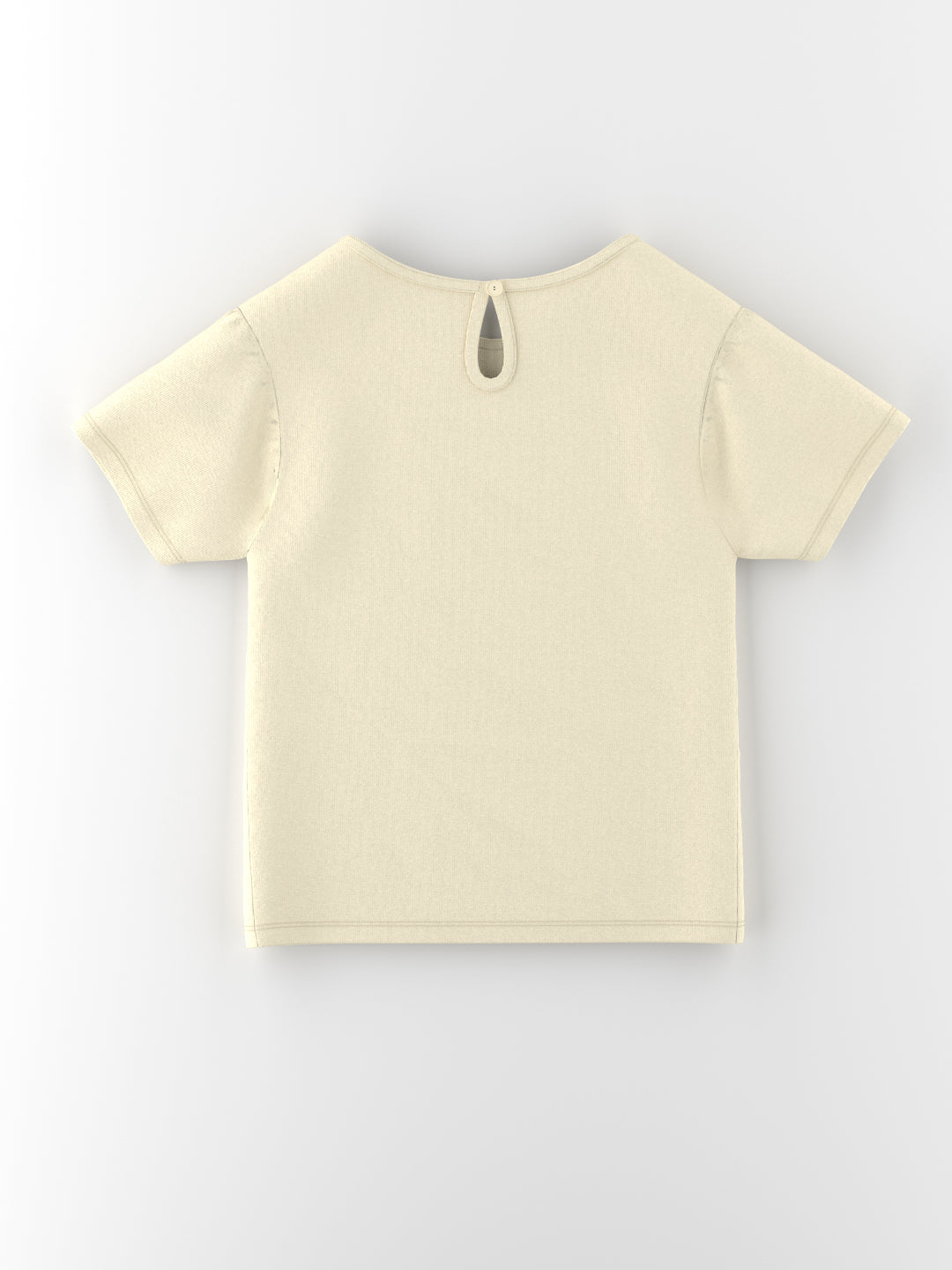 Nautinati Cotton Off-white Lilo and Stitch Print T-shirt for Girls