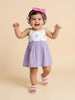 Nautinati Girls' Ribbed 100% Cotton All-over Ice Cream Print Fit & Flare Dress with Gathered Detail