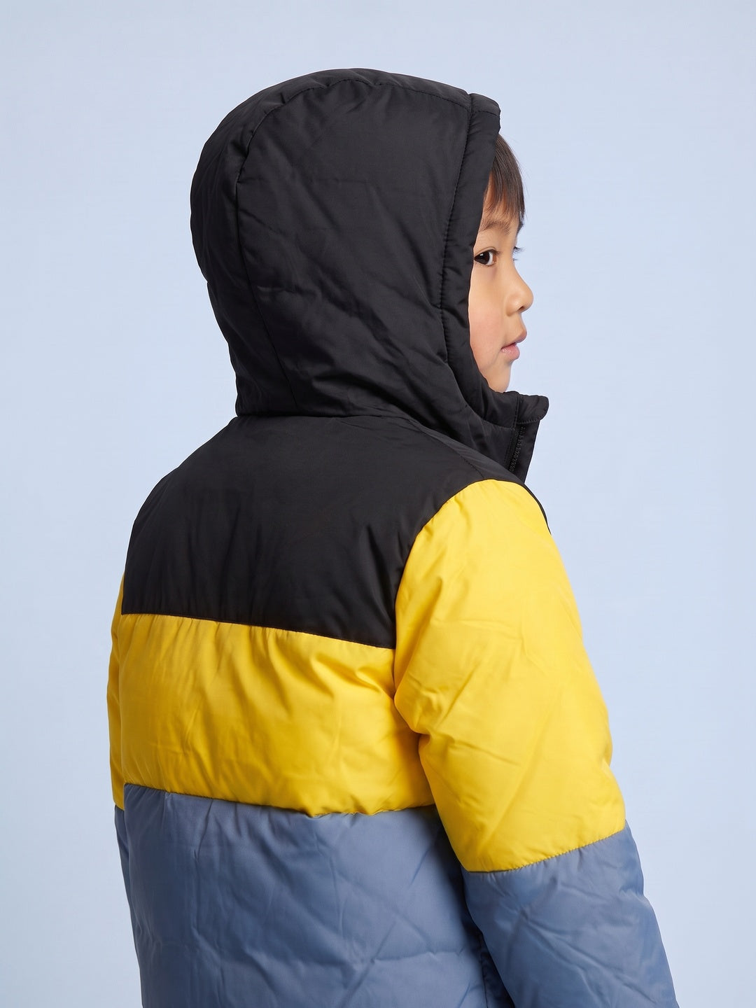 Nautinati Boys Hooded Colourblock Puffer Jacket with Front Zip, Regular Fit