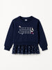 Nautinati Dark Blue Minnie Mouse Print Sweatshirt Dress For Girls